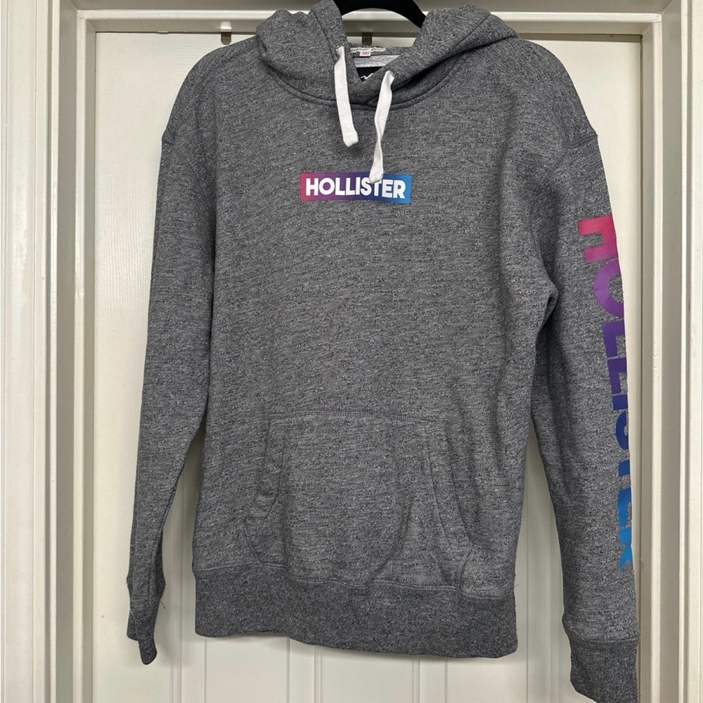 Hollister Gray Hoodie with Multicolor Logo